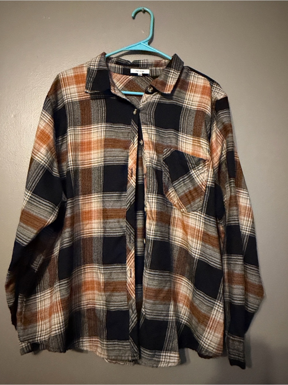 Maurices Plaid Button-Down Shirt in Black, Brown, and Cream